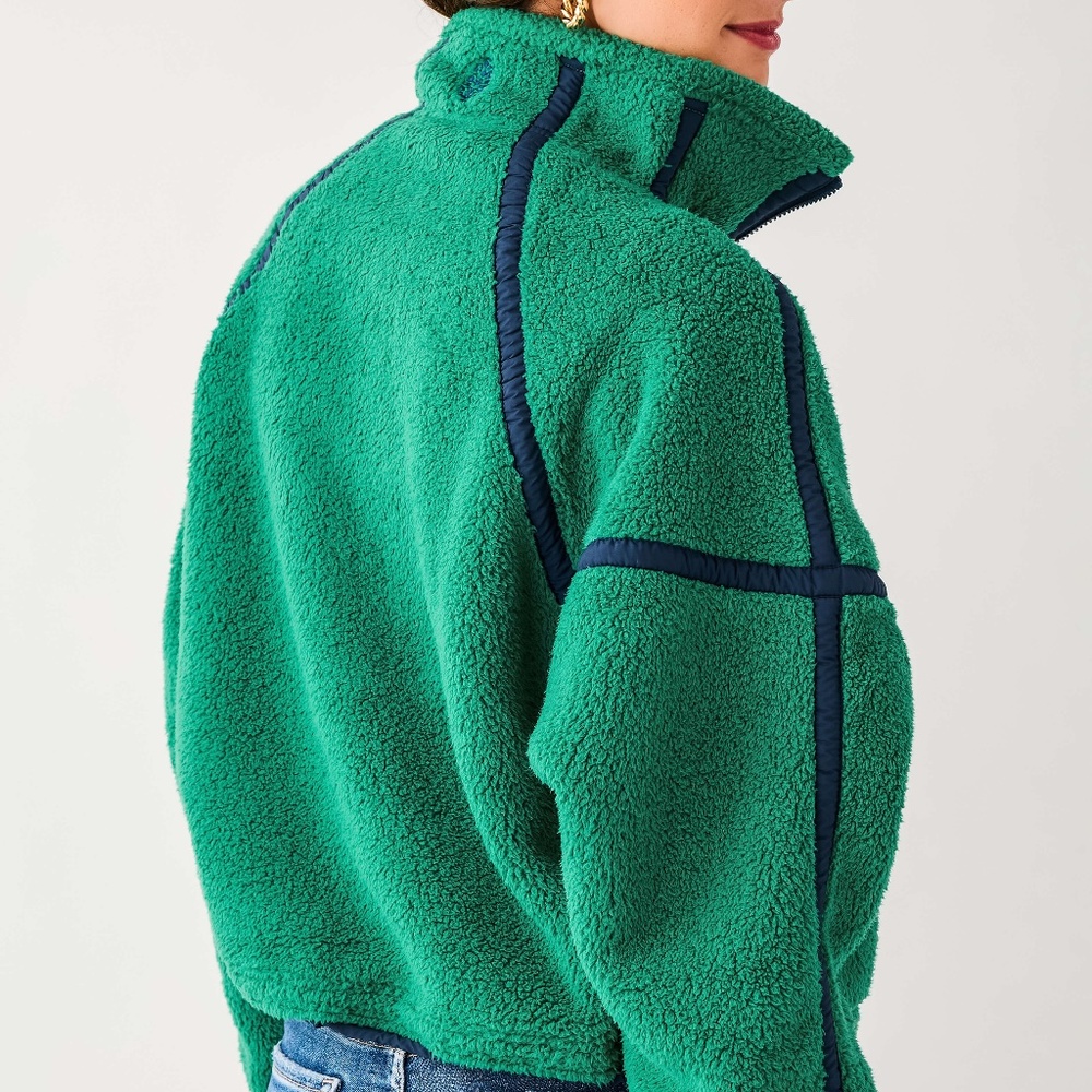 NWOT 🌲 Free People Mountain High Half Zip Fleece - Green Glow - Picture 5 of 9